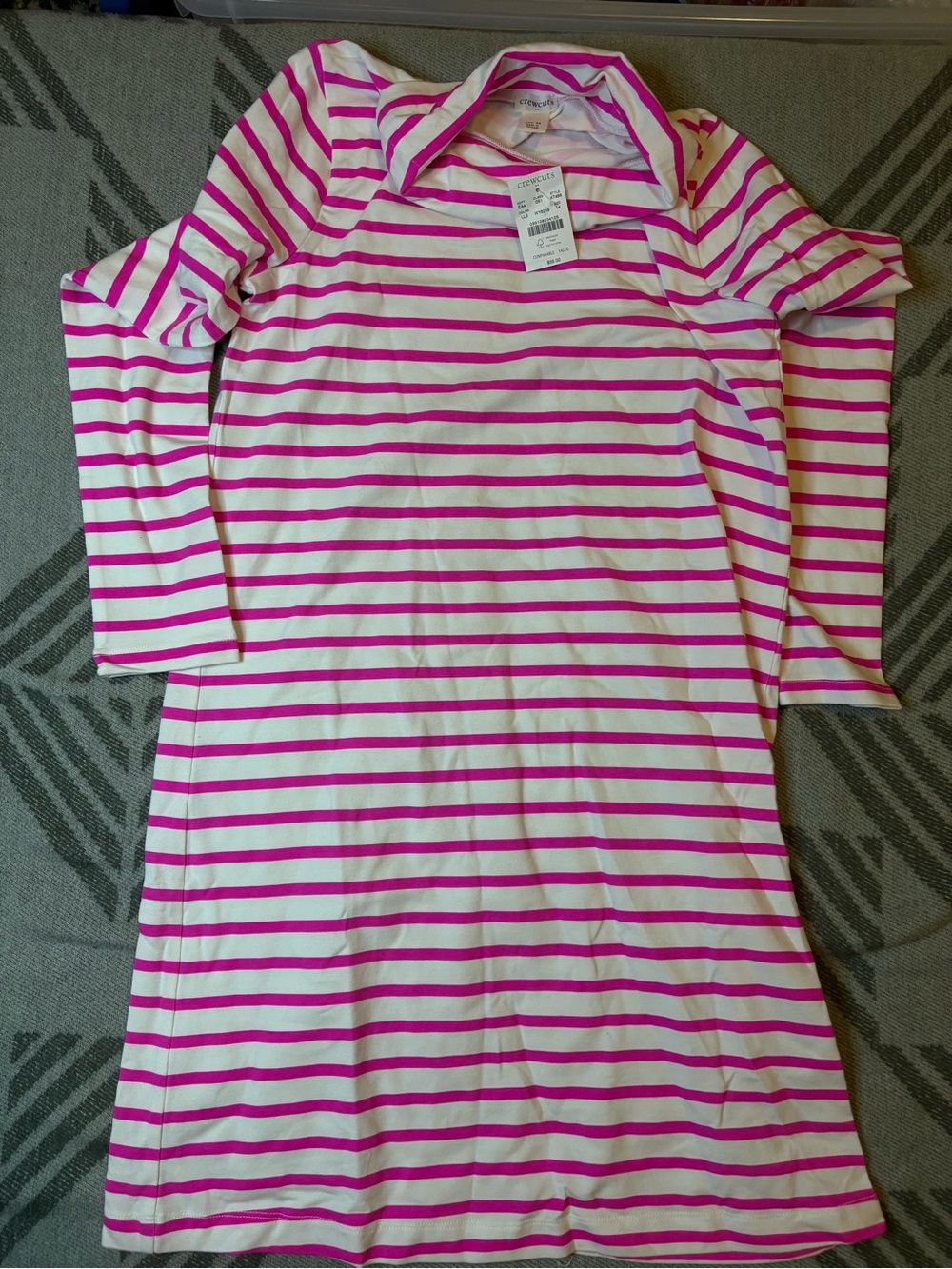 Crewcuts Girls' Pink & White Striped Long-Sleeve